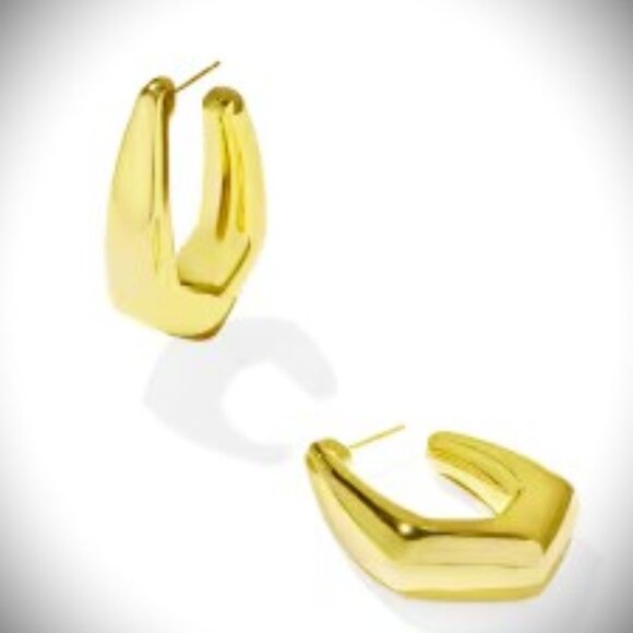 KENDRA SCOTT Kaia Yellow Gold Plated Big Hoop Earrings - Picture 1 of 7